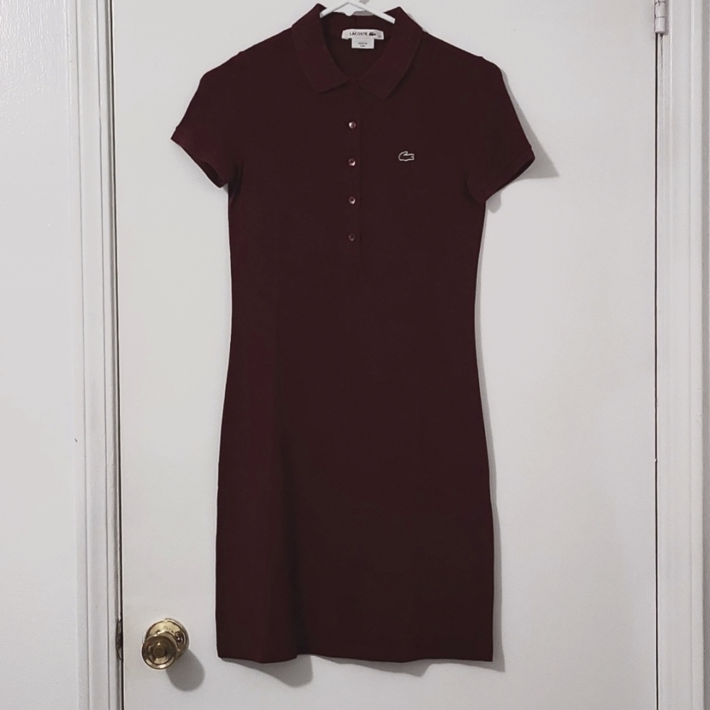 Lacoste Woman Polo Dress Burgundy